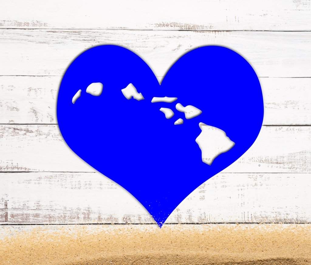Hawaiian Islands inside of Heart Sign - Simply Royal Design
