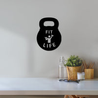 Thumbnail for Gym Sign | Fit Life Metal Kettle Bell Sign | Home Gym Decor | Custom Metal Sign | Metal Wall Art | Personal Trainer Gift Idea | Gym Art