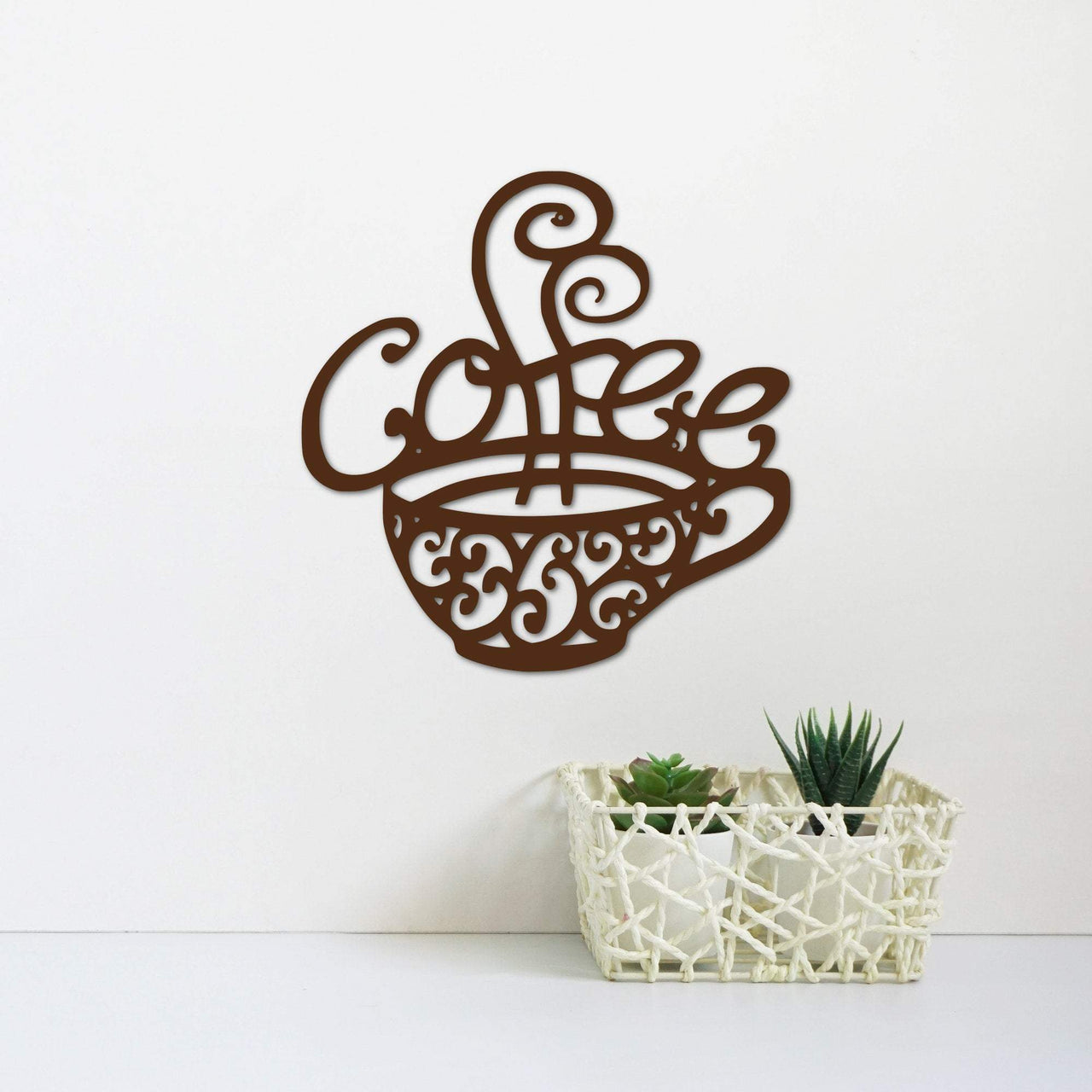 Coffee Cup Sign | Metal Coffee Sign | Wall Art Gifts for Coffee Lovers | Coffee Basket | Kitchen Decor | Office Coffee Sign | Barista Decor