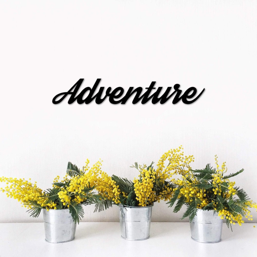 Adventure Sign | Cursive Adventure Word | Words for the Wall | Metal Wall Art | Adventure Wall Hanging | Metal Adventure Sign |Travel Decor