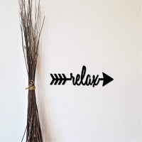 Thumbnail for Relax Arrow Metal Wall Art | Master Bathroom Decor | Arrow with Relax Word for the Wall | Unwind Beach, Cabin or Lake House Relax Sign