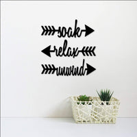 Thumbnail for Soak Relax Unwind Sign | Arrow Decor | Bathroom Metal Wall Art Word Arrows | Guest Bathroom Gift for Her, Wife, Girlfriend, Sister, Aunt
