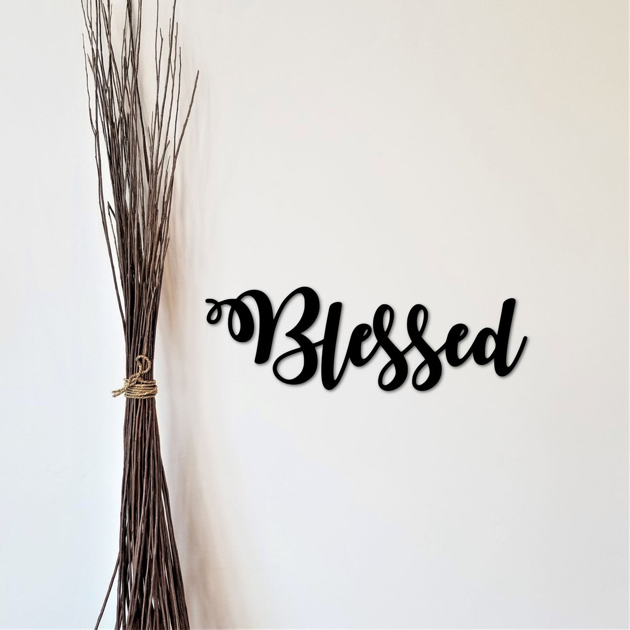 Blessed Script Sign | Metal Wall Art | Dining Room Decor | Blessed Hanging Sign | Living Room Decor |Blessed Quote Word Art | Metal Cutout