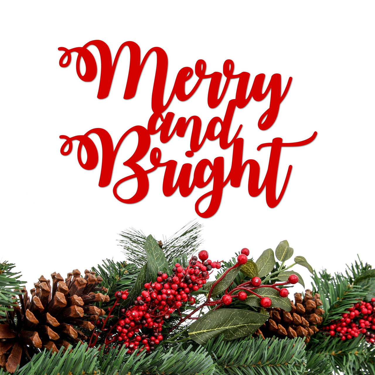 Merry and Bright Sign Metal Sign | Christmas Sign | Holiday Decor | Merry and Bright Christmas Decor | Holiday Sign | Script Rustic Word Art