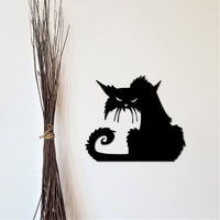 Thumbnail for Angry Cat Halloween Metal Decor | Spooky Halloween Sign for Indoor or Outdoor Decoration | Halloween Decor | Cat Decor | Black Spooky Cat
