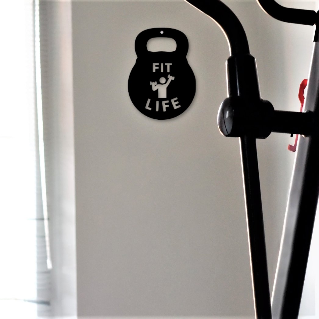 Metal Gym Sign | Fit Life Metal Kettle Bell Sign - Simply Royal Design