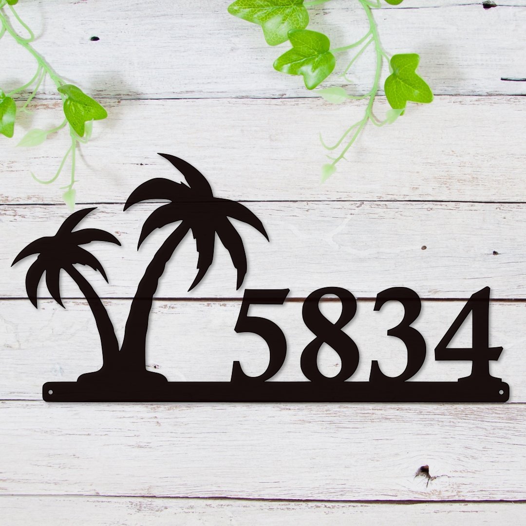 Personalized Palm Tree House Number Address Metal Sign