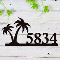 Thumbnail for Personalized Palm Tree House Number Address Metal Sign