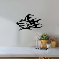 Thumbnail for Shark Sign with Flames | Metal Ocean Decor - Simply Royal Design