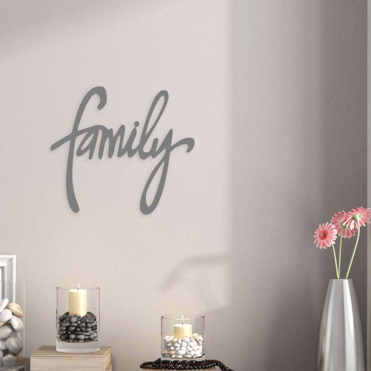 Cursive Family Sign | Metal Word Art - Simply Royal Design