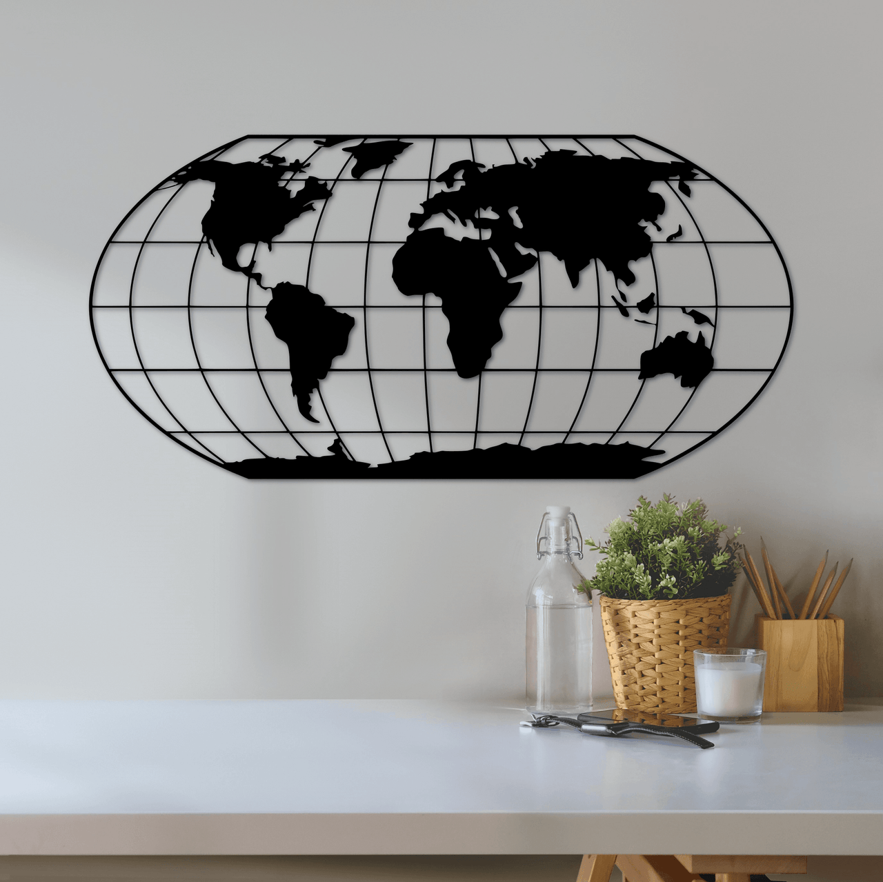 World Earth Map Metal Wall Hanging