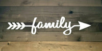Thumbnail for Arrow Family Word Sign | Large Metal Wall Art | Cursive Words for the Wall | Arrow Decor | Gallery Wall | Script Wall Words | Family Sign