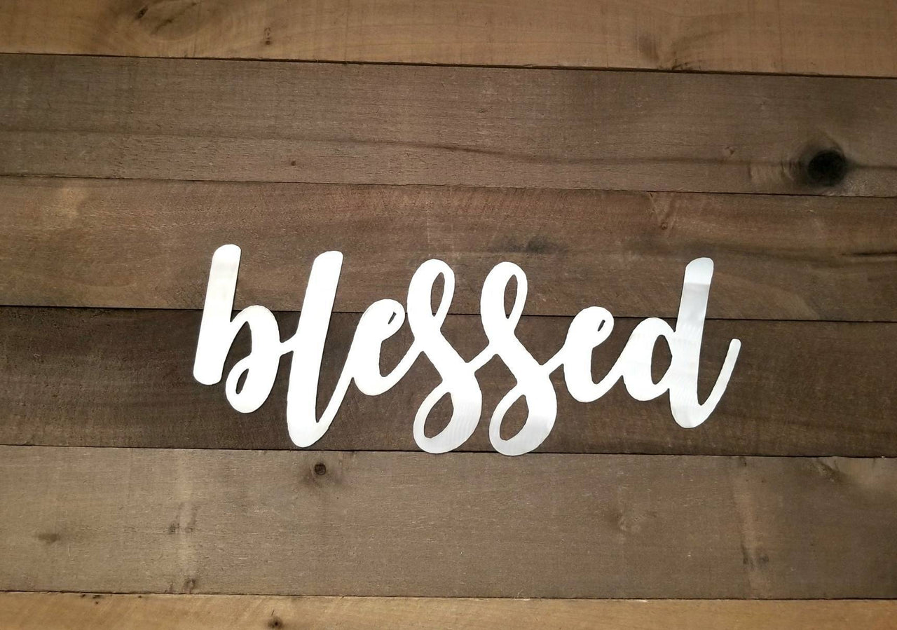 Metal Blessed Sign | Metal Wall Art | Blessed Script Word Art | Blessed Decor | Blessed Gifts |Religious Word Wall Decor for the Living Room