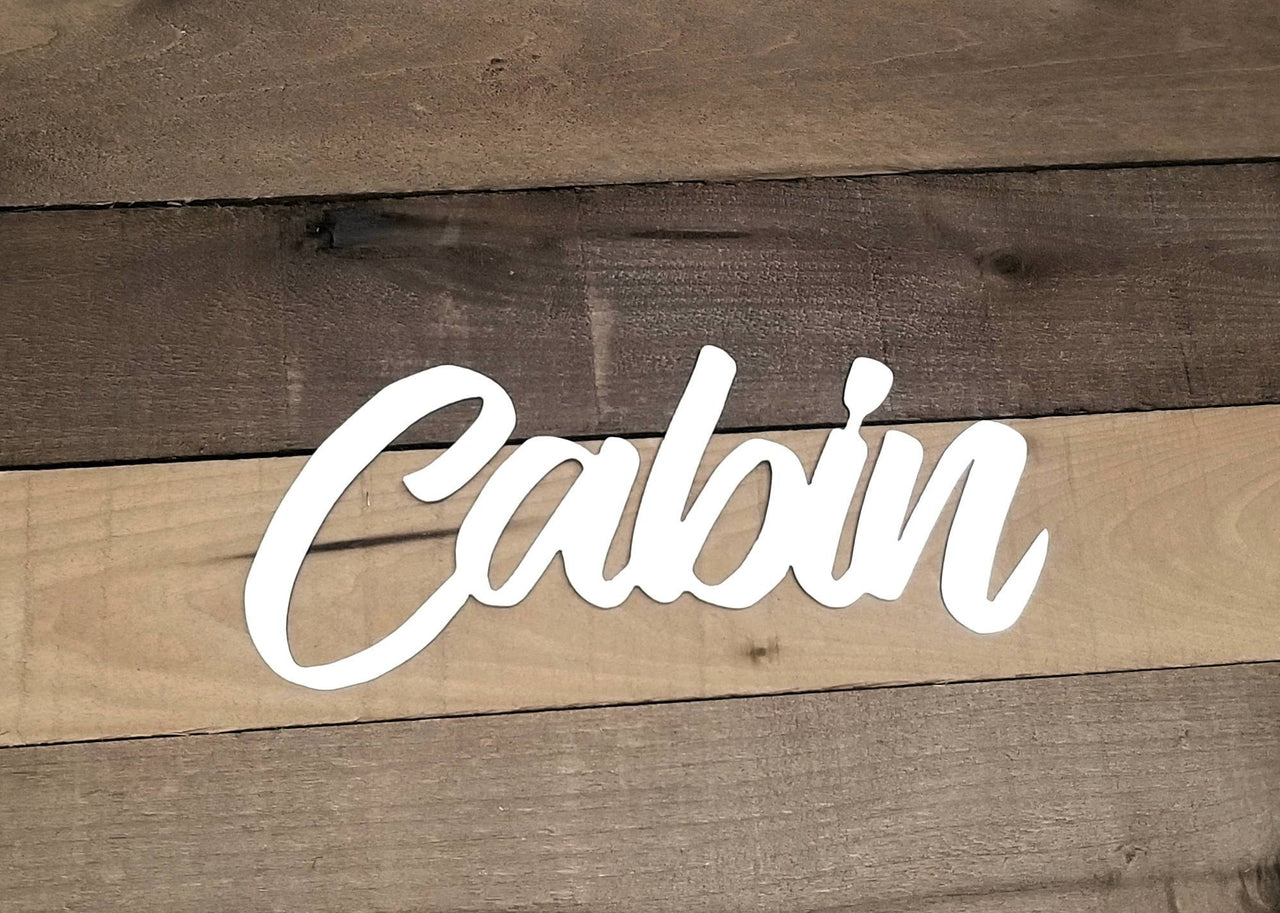 Cabin Metal Sign | Metal Word Art | Cabin and Lake Living Room Decor | Cabin Bedroom and Bathroom Wall Art | Cabin Life Gifts