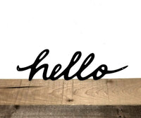 Thumbnail for Metal Hello Sign | Script Words for the Wall | Metal Rustic Word Art | Hello Sign | Front Porch Decor | Entryway Sign | Hello for Wreath