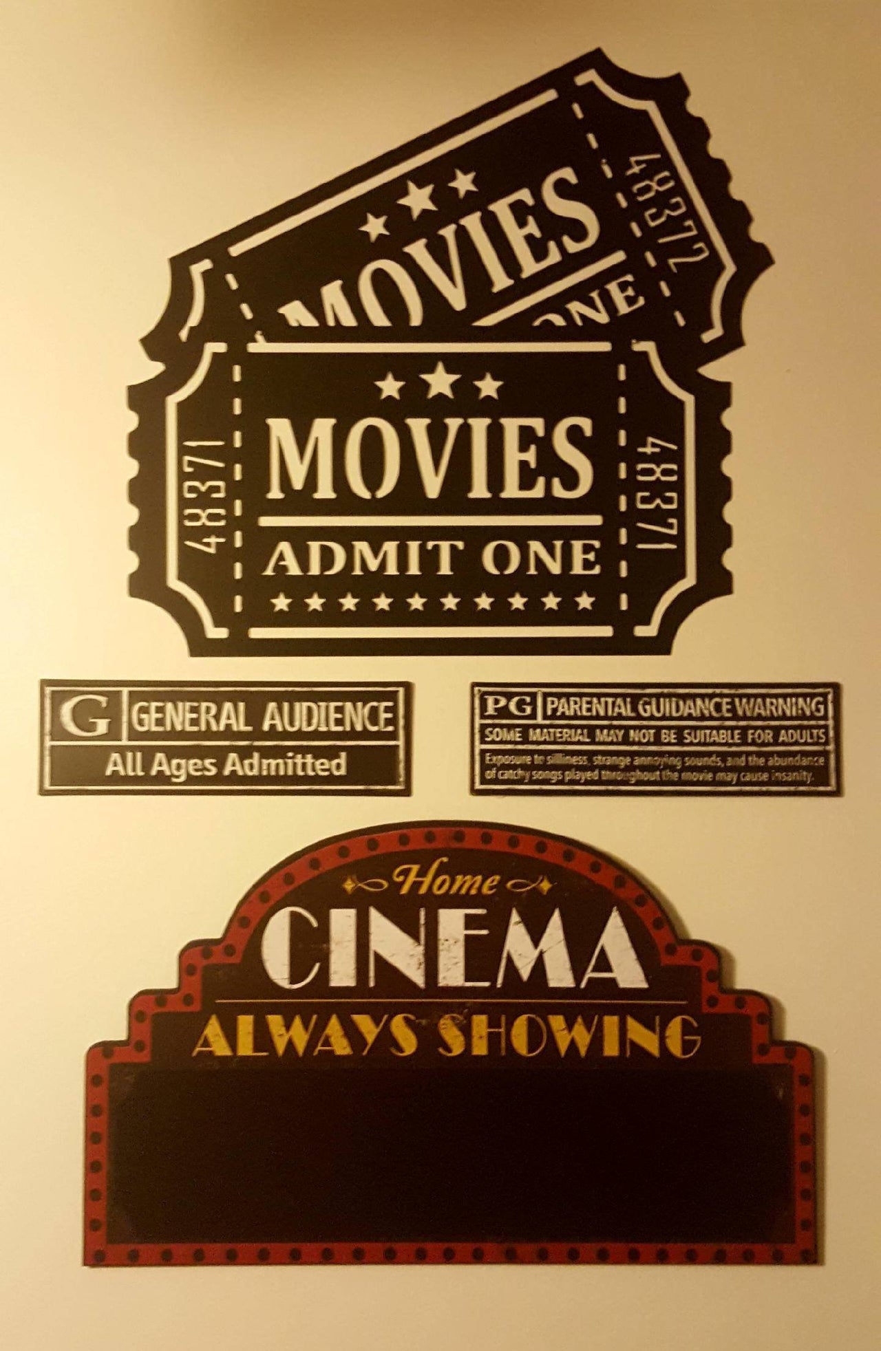 Metal Movie Tickets Sign | Movie Theater Decor | Admit One Sign | Home Theater Gifts | Metal Wall Art |  Movie Night Theater Room Props