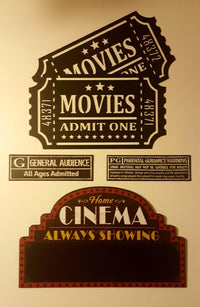 Thumbnail for Metal Movie Tickets Sign | Movie Theater Decor | Admit One Sign | Home Theater Gifts | Metal Wall Art |  Movie Night Theater Room Props