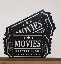 Thumbnail for Metal Movie Tickets Sign | Movie Theater Decor | Admit One Sign | Home Theater Gifts | Metal Wall Art |  Movie Night Theater Room Props