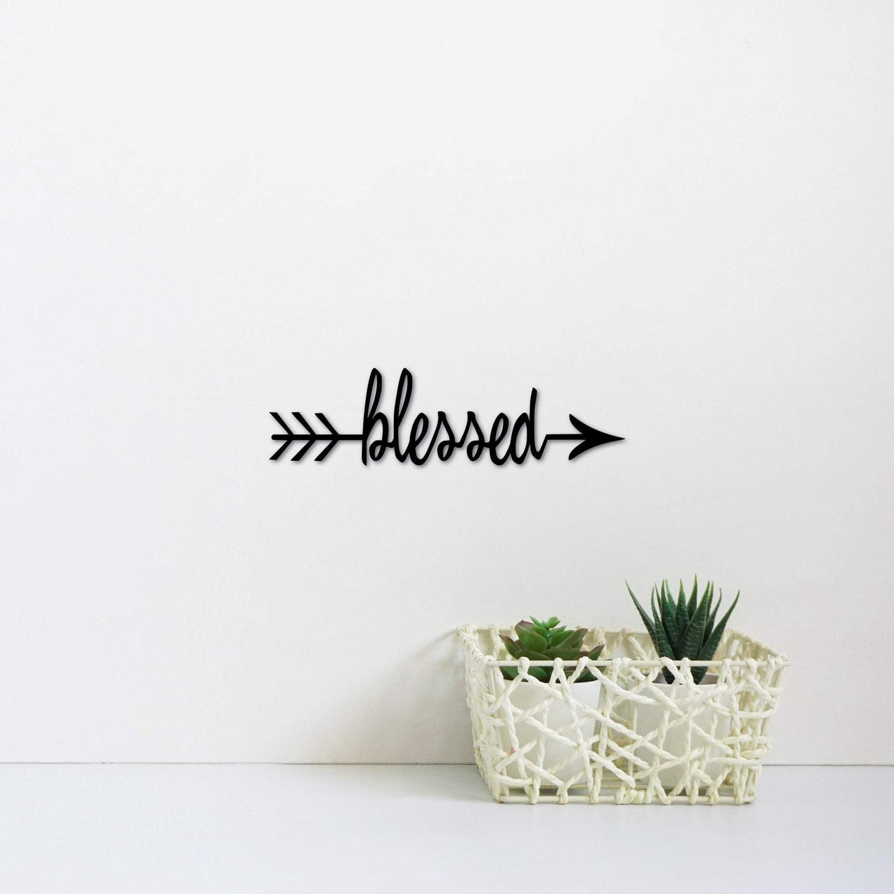 Blessed Sign Split Arrow Metal Wall Art | Cursive Blessed Word Sign | Blessed Wall Decor | Arrow Decor Metal Word Art | Words for the Wall