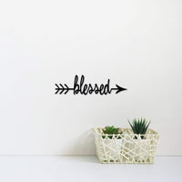 Thumbnail for Blessed Sign Split Arrow Metal Wall Art | Cursive Blessed Word Sign | Blessed Wall Decor | Arrow Decor Metal Word Art | Words for the Wall