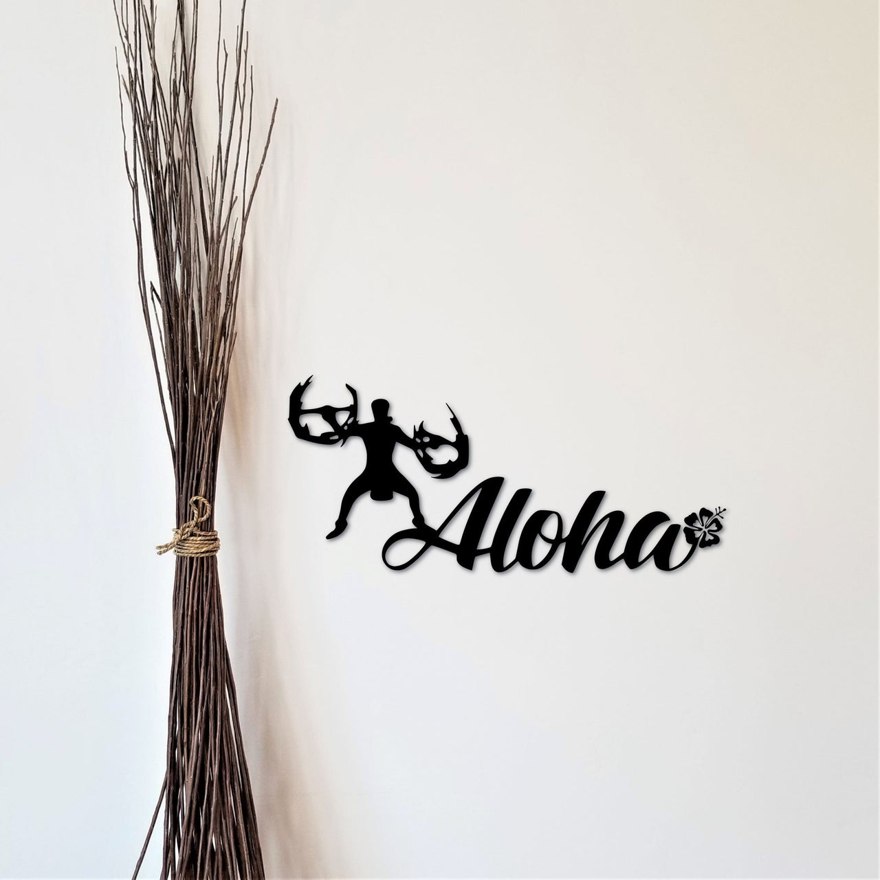Metal Aloha Sign with Fire Dancer and Hibiscus | Hawaiian Welcome Wall Art | Hawaii Decor | Beach Sign | Ocean Decor | Custom Metal Sign