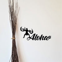 Thumbnail for Metal Aloha Sign with Fire Dancer and Hibiscus | Hawaiian Welcome Wall Art | Hawaii Decor | Beach Sign | Ocean Decor | Custom Metal Sign