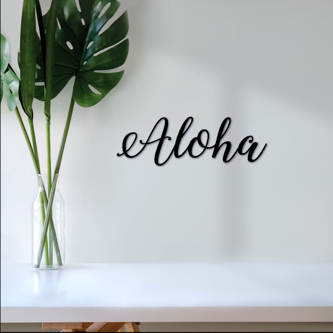 Aloha Sign | Cursive Metal Wall Decor | Aloha Decorations | Aloha Gift | Luau Sign | Aloha Metal Sign | Hawaiian Decor | Script Metal Art