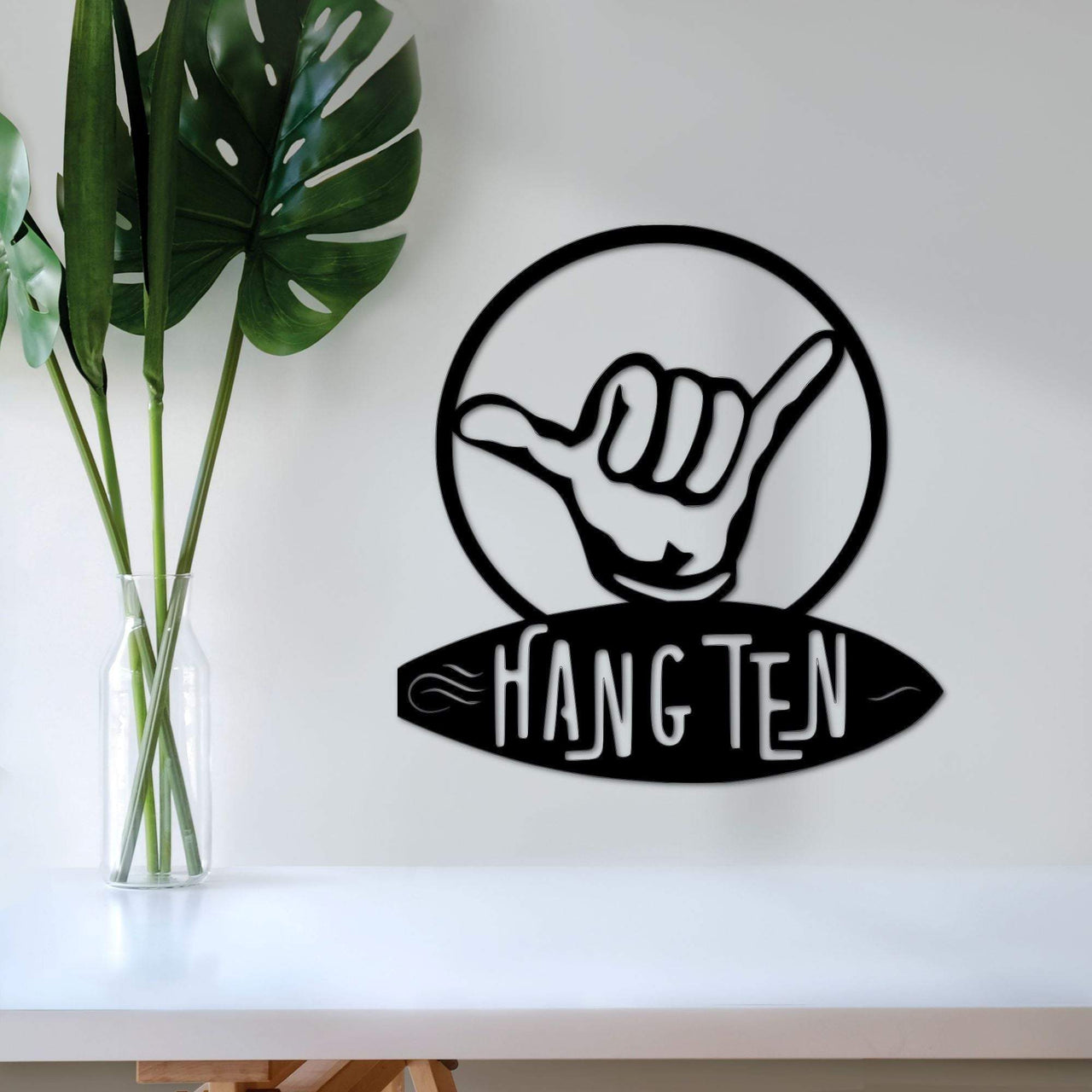 Hang Ten Sign | Surf Art Metal Wall Art | Surfing Decor | Gifts for Surfer | Hawaiian Decor | Ocean Gift for Him or Her