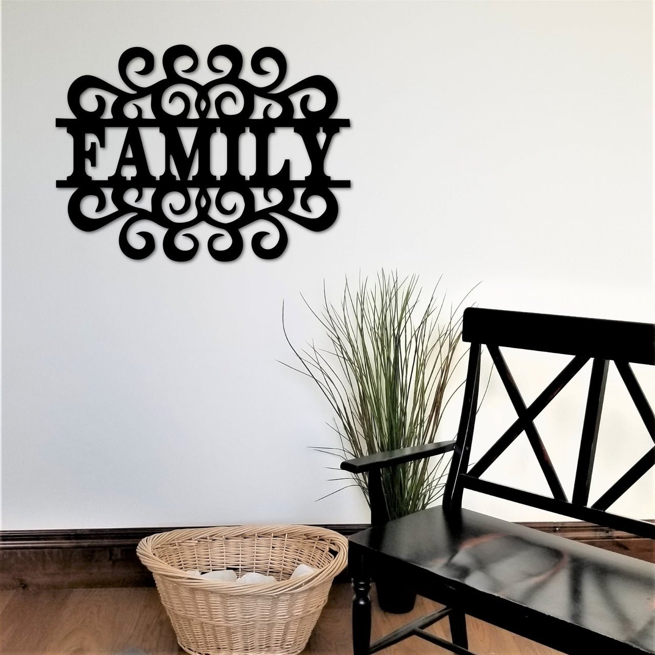 Family Metal Word Art with Scrolls |Metal Family Sign | Gallery Wall Decor | Housewarming Gift | Living Room Decor | Gift Idea for Her
