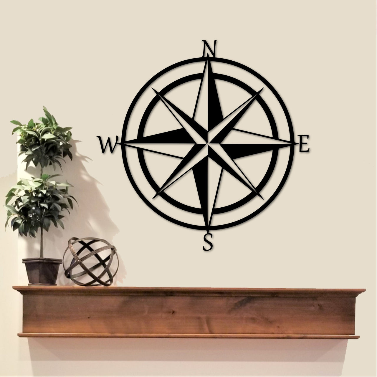 Nautical Compass Rose Metal Wall Art | Compass Metal Sign | Nautical Wall Decor | Beach Wall Art | Travel Explore Decor Gifts | Direction