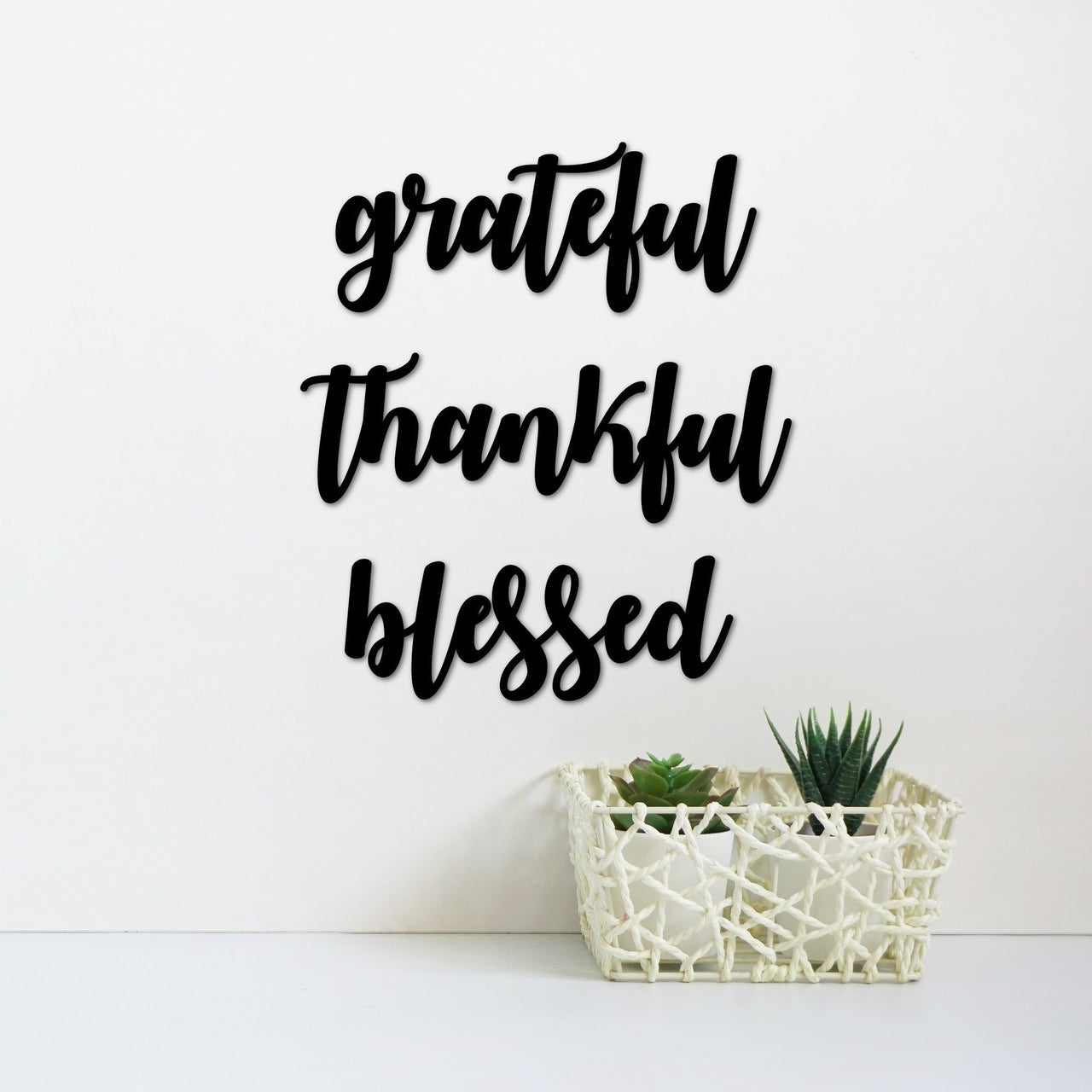 Grateful Thankful Blessed Metal Word Art | Grateful Sign | Thankful Art | Blessed Sign | Script Words for the Wall | Scripture Wall Art