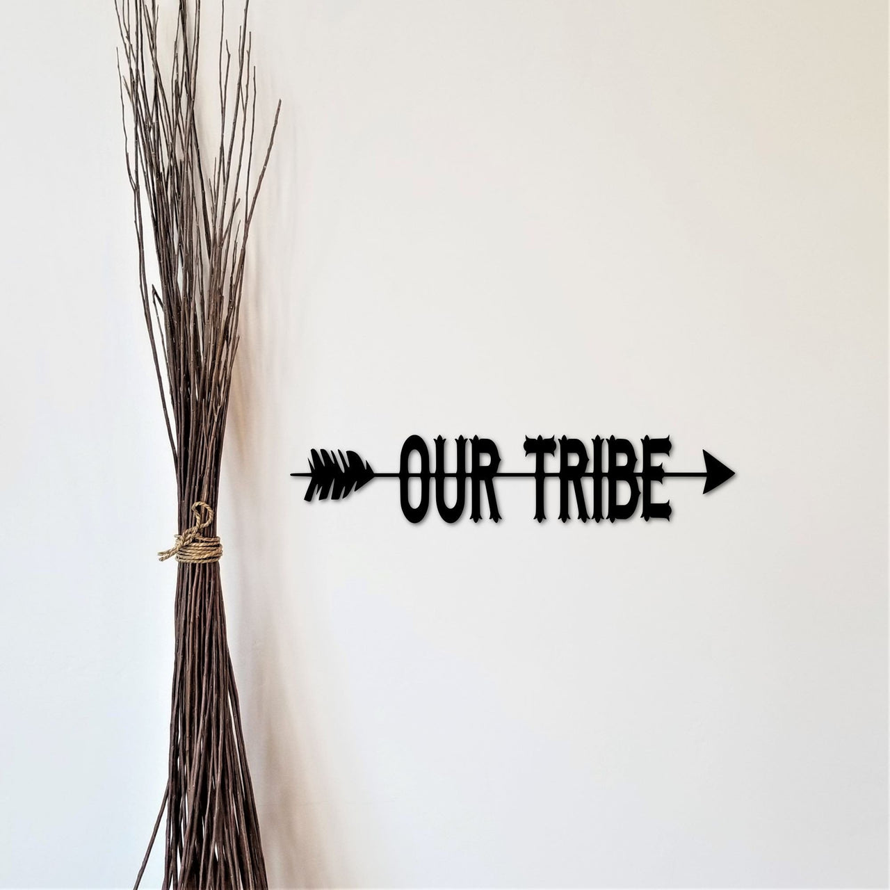 Our Tribe Sign | Arrow Wall Art | Split Arrow Metal Wall Art | Metal Wall Word | Cutouts with Saying | Custom Tribe Decor for Living Room