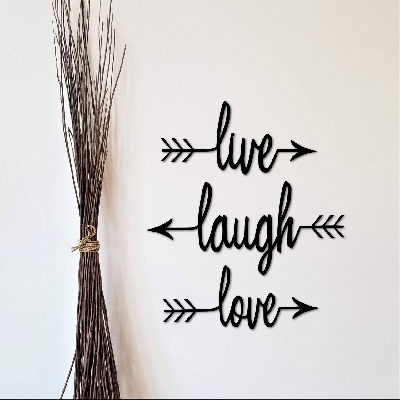 Live, Laugh, Love Arrows | Set of 3 Split Word Arrows | Metal Arrow Wall Decor | Metal Wall Words | Cursive Wall Words | Word Arrows
