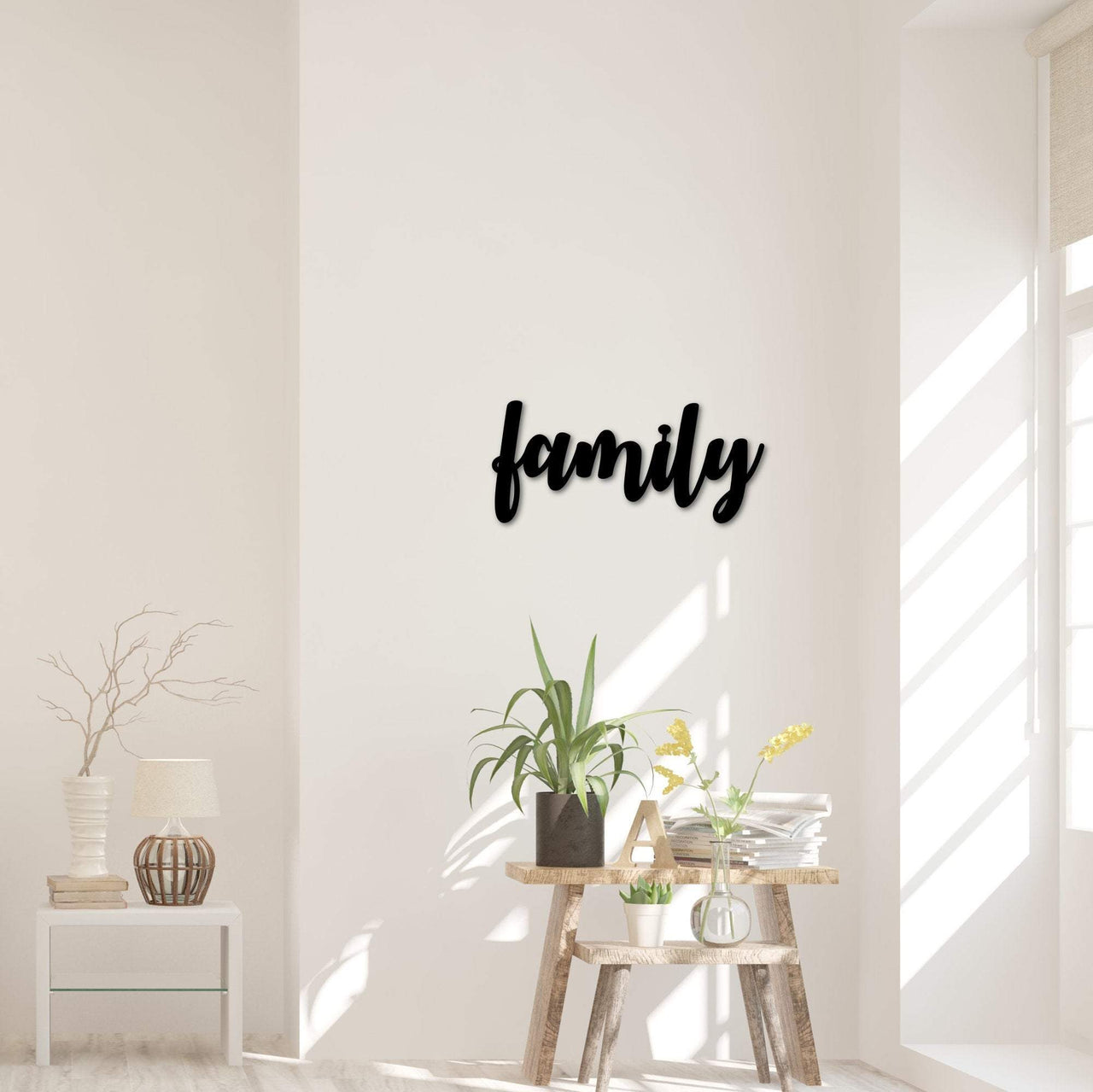 Family Word Sign | Metal Wall Decor | Family Sign | Script Words for the Wall | Steel Letters Wall Art | Photo Wall Grouping Words