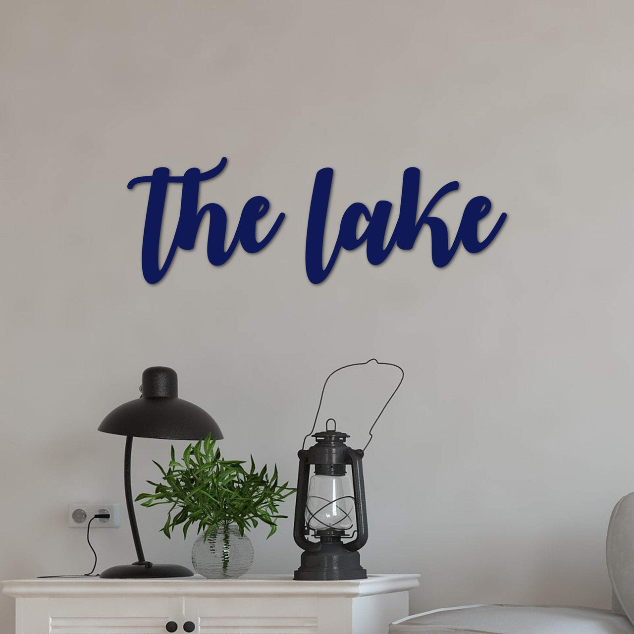 The Lake Sign | Metal Lake Sign | Lake House Decor | Metal Word Art | Steel Script Words for the Wall | Entryway Sign | Lake Gifts