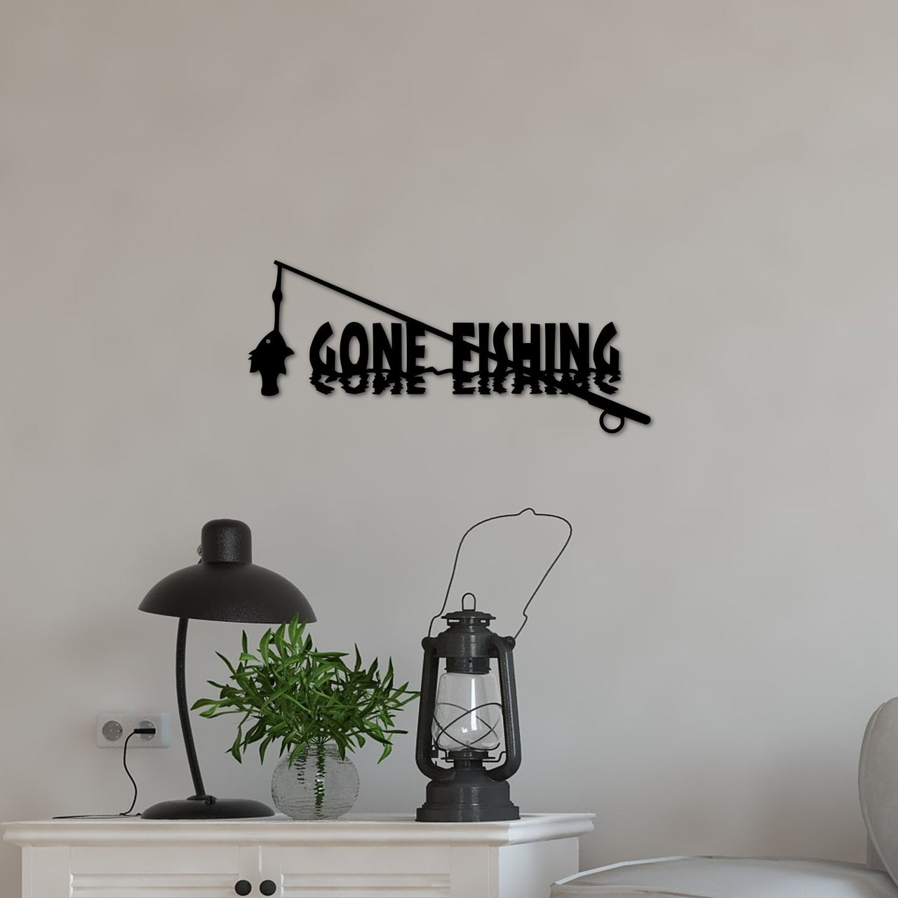 Gone Fishing Sign  Metal Wall Art – Simply Royal Design