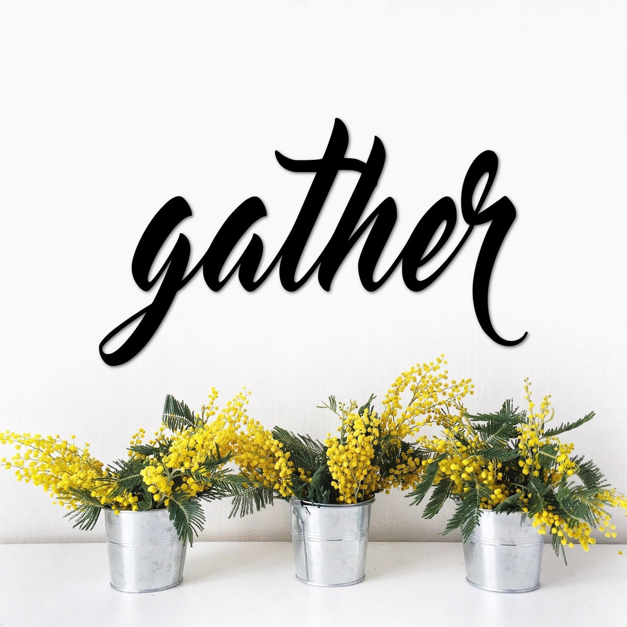 Gather Metal Sign | Wall Decor | Script Gather Cutout Sign | Dining Room Sign | Family Sign | Gather in Metal Letters | Kitchen Table Sign