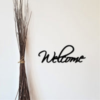 Thumbnail for Welcome Sign | Cursive Welcome Word | Metal Wall Art | Entryway Sign | Housewarming Gift | Metal Word Art |Front Door Hanger | Script Sign