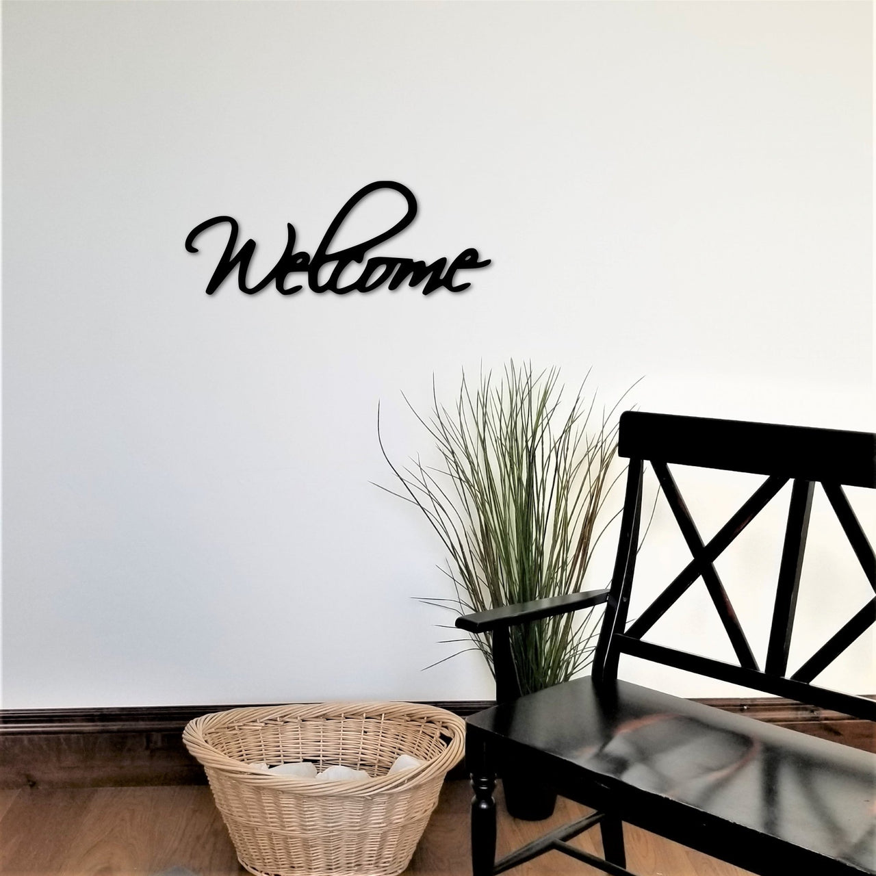 Welcome Sign | Cursive Welcome Word | Metal Wall Art | Entryway Sign | Housewarming Gift | Metal Word Art |Front Door Hanger | Script Sign