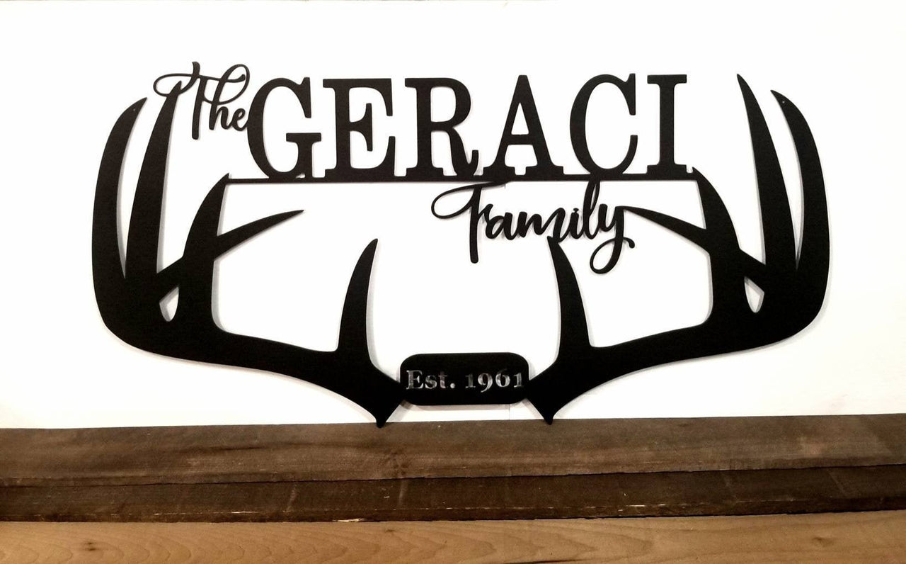 Custom Antler Last Name Sign | Personalized Family Sign with Established Year | Metal Deer Antlers | Family Home Decor | Anniversary Gift