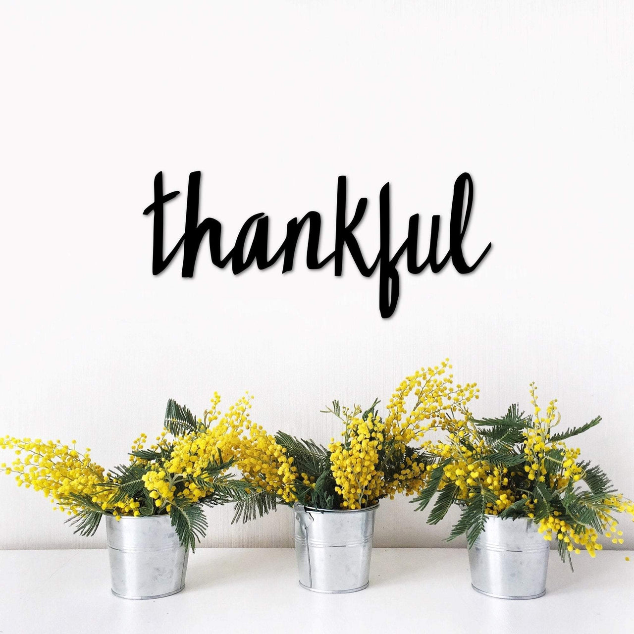 Metal Thankful Sign | Script Font Cutout | Metal Wall Art | Rustic Thanksgiving Decor | Sign for Fall | Cursive Word for the Wall