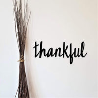 Thumbnail for Metal Thankful Sign | Script Font Cutout | Metal Wall Art | Rustic Thanksgiving Decor | Sign for Fall | Cursive Word for the Wall