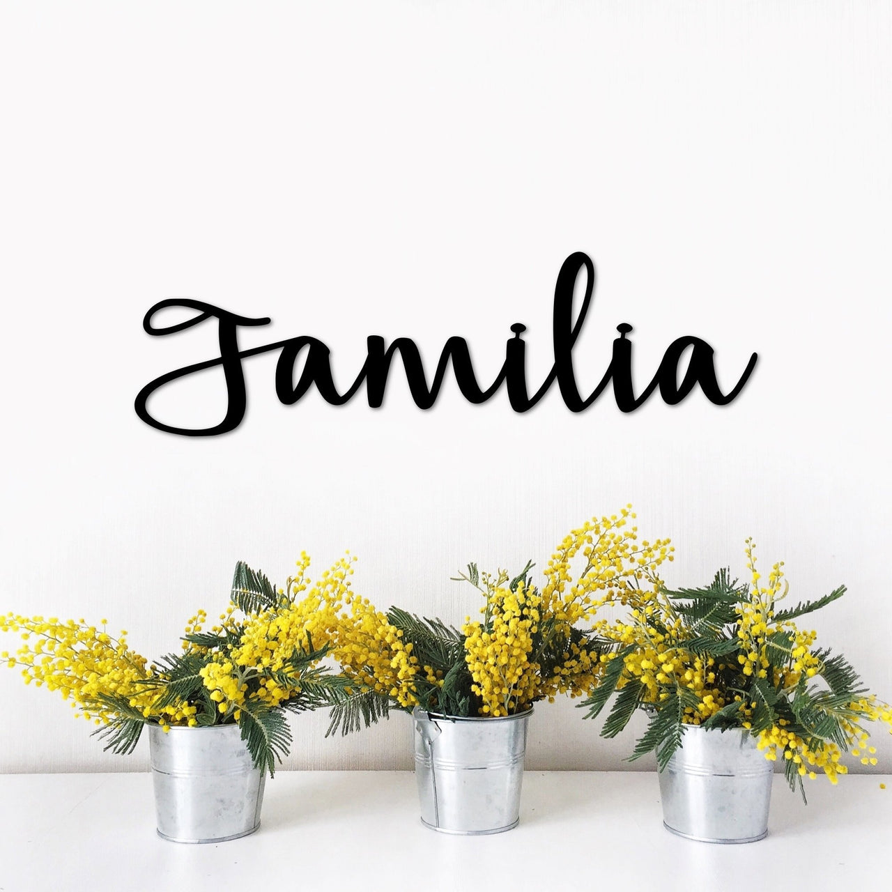 Familia Metal Sign | Steel Script Words for the Wall | Spanish Family Cursive Word Metal Wall Decor | Family Room Decor | Family Photo Wall