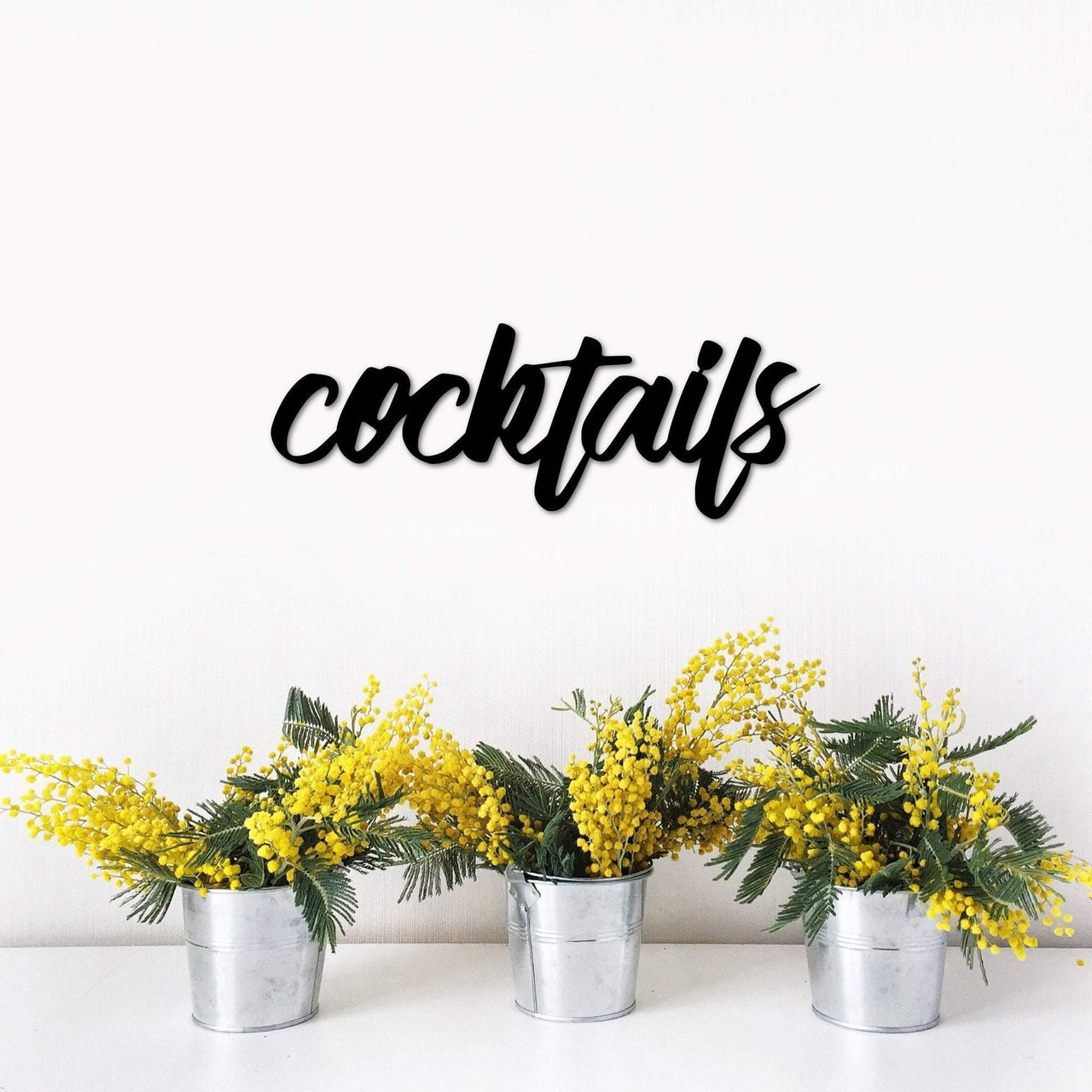 Metal Cocktails Sign | Home Bar Decor | Home Bar Gift Idea | Bar Sign | Alcohol Bar Accessories | Drink Sign| Script Cocktails Sign Word Art