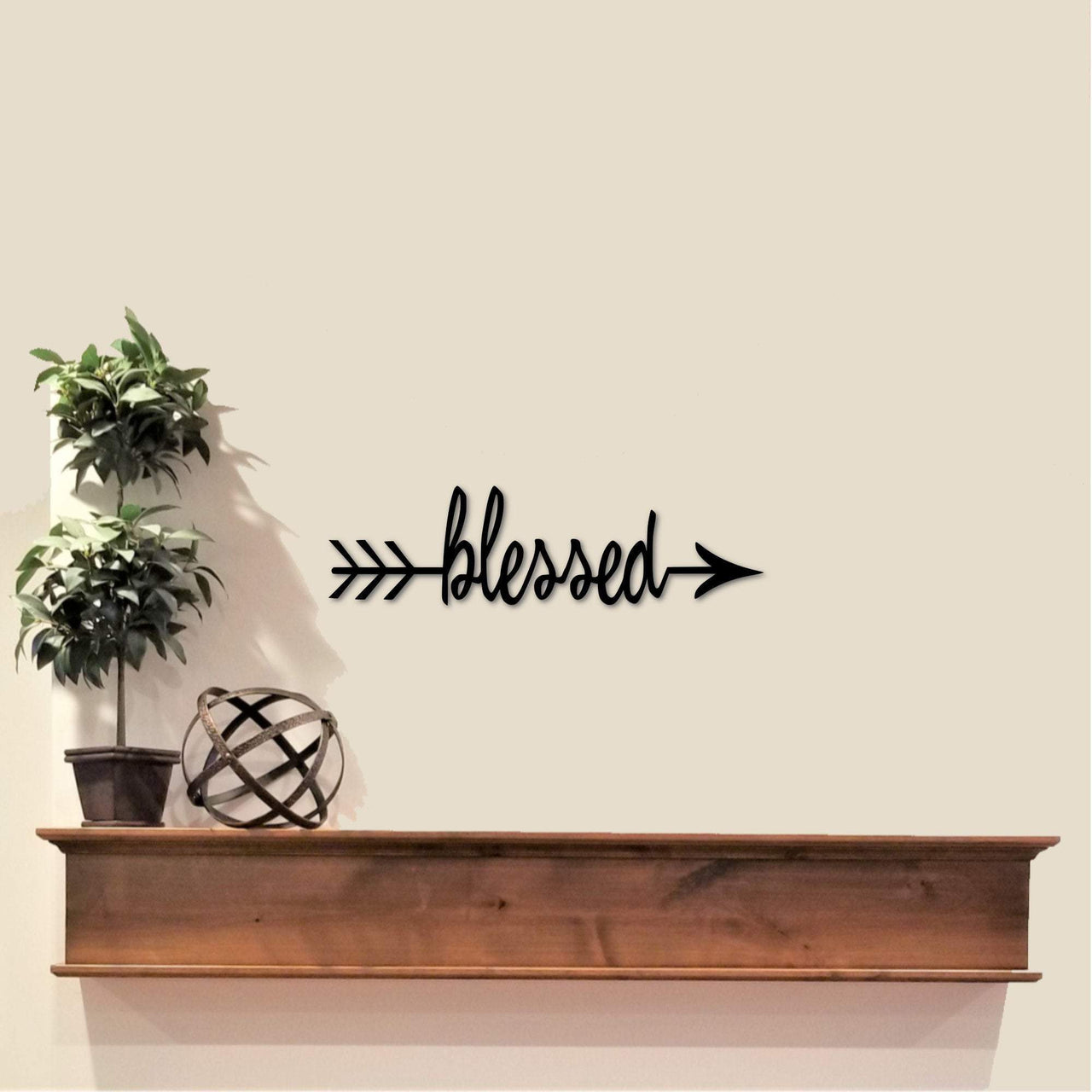 Blessed Sign Split Arrow Metal Wall Art | Cursive Blessed Word Sign | Blessed Wall Decor | Arrow Decor Metal Word Art | Words for the Wall