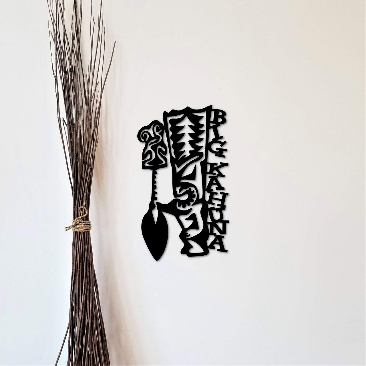Big Kahuna Metal Sign with Tiki God and Spade | Hawaiian Metal Wall Art | Hawaii Art and Decor | Hawaiian Gift for Him | Boss Gift