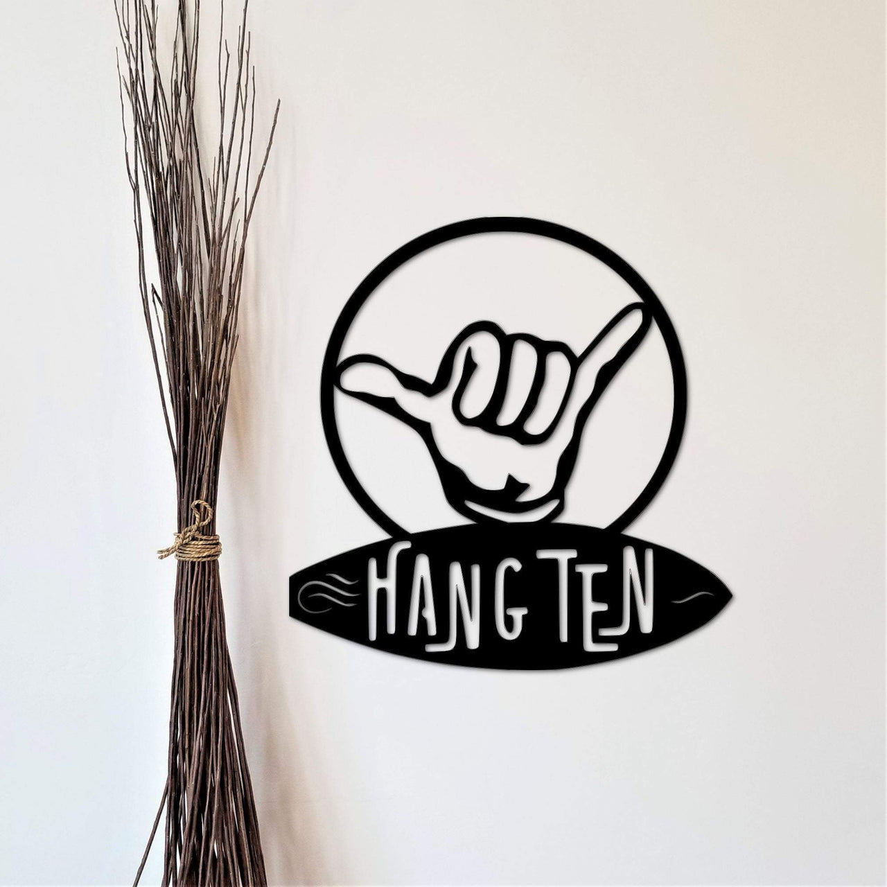 Hang Ten Sign | Surf Art Metal Wall Art | Surfing Decor | Gifts for Surfer | Hawaiian Decor | Ocean Gift for Him or Her