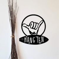 Thumbnail for Hang Ten Sign | Surf Art Metal Wall Art | Surfing Decor | Gifts for Surfer | Hawaiian Decor | Ocean Gift for Him or Her
