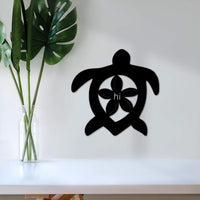 Thumbnail for Hawaiian Honu Metal Wall Art with Plumeria Flower | Sea Turtle Decor | Ocean Art Hawaiian Decor | Hawaii Vacation Gift | Turtle Lover Gift