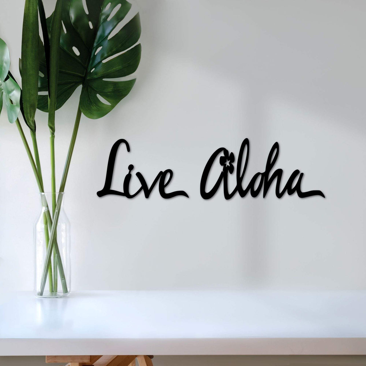 Live Aloha Saying | Hawaii Metal Wall Art | Hawaii Flower Decor | Island Art Hawaiian Metal Sign | Hawaiian Gifts Home Decor | Island Sign